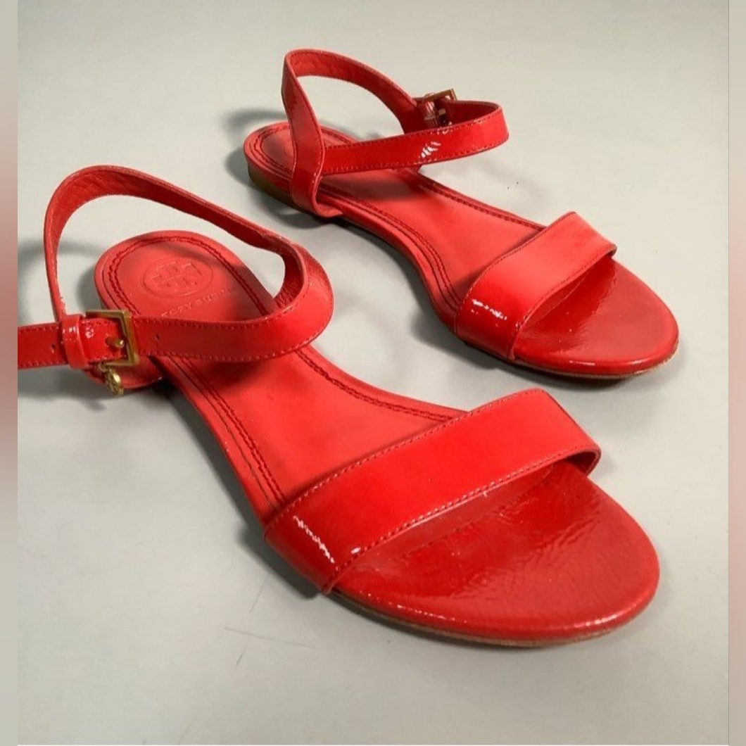 Tory Burch Designer Leather Red Laurel Red Sandals Strappy 5